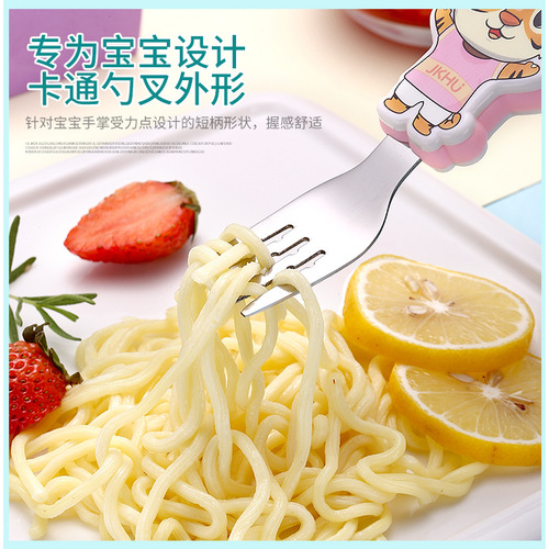 304 Stainless Steel Cartoon Spoons and Forks Children's Tableware Baby Food Feeding Spoons Training Forks and Spoons Gift Set
