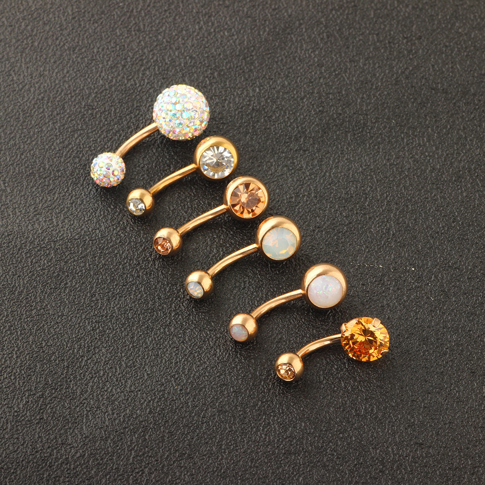 6-Piece Belly Button Ring Set Stainless Steel Navel Piercing Jewelry Dangle Body Jewelry Set detail image 8