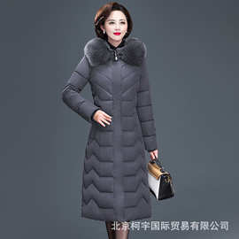 中老年冬季羽绒棉服女中长款新款大码外套40岁50显瘦气质加厚棉衣