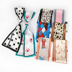 ins小絲巾波點綁包包絲巾絲帶女細窄長條百搭小領巾頭巾