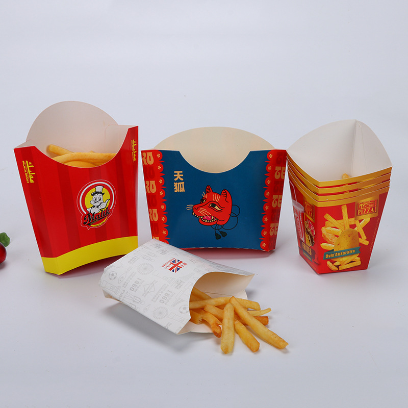 一次性西式快餐包装纸盒 300克装薯条食品打包纸盒外卖打包盒定作