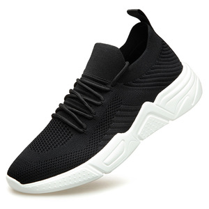 夏季新款男鞋男士透气运动鞋内增高单鞋飞织休闲鞋厂家一件代发