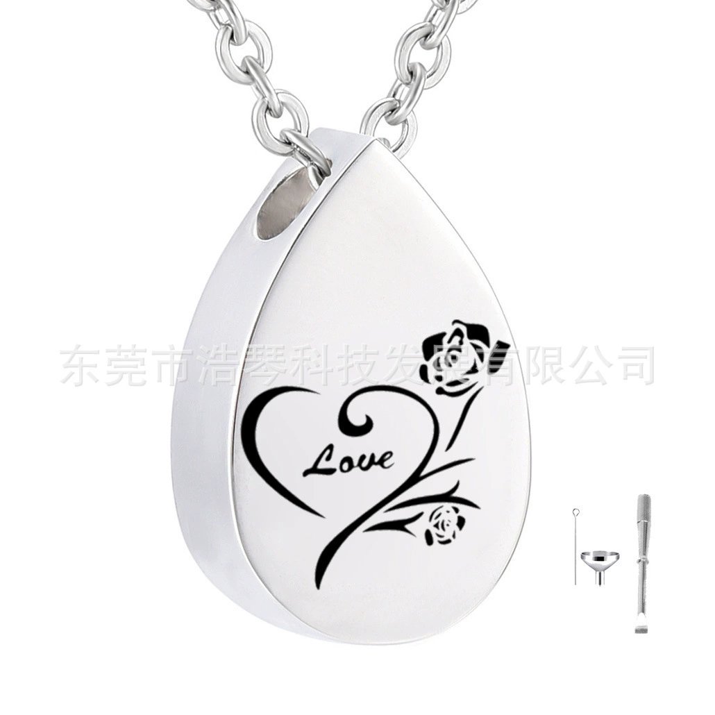 Из нержавеющей стали капли-образный любовь Роза пекарное шкатулка кулон памятные родственники домашнее животное пекарное ожерелье флакон духов