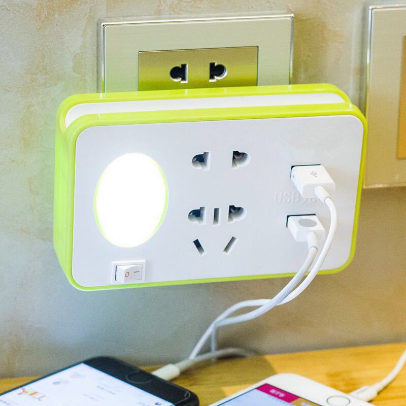 带小夜灯无线智能插头转换器（多功能排插）【一转多扩展插座+USB
