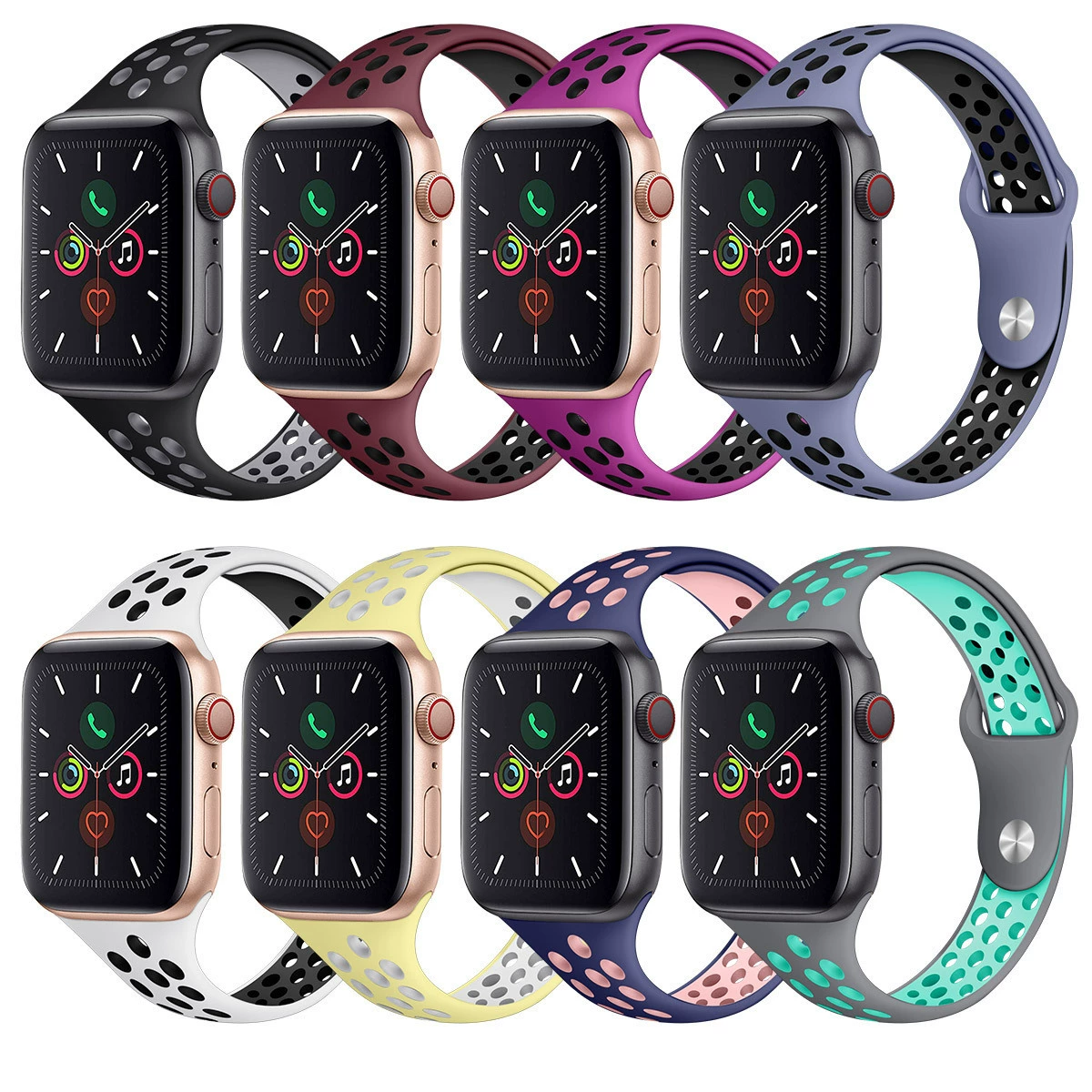 Ремешок для Apple Nike, силиконовый двуцветный ремешок