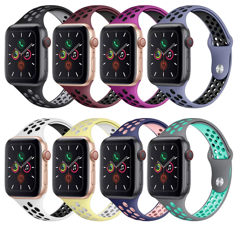 Ремешок для Apple Nike, силиконовый двуцветный ремешок