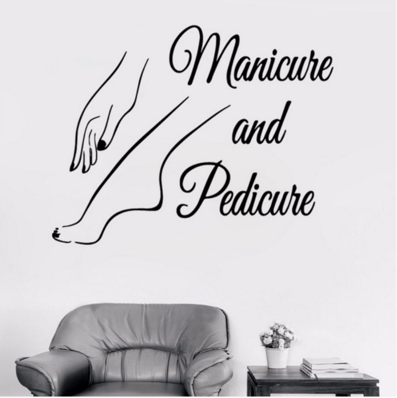Manicure and pedicure 手足图案 美甲和修脚店橱窗玻璃贴纸
