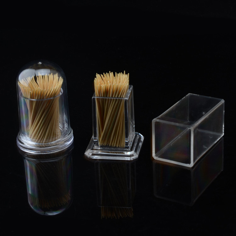 Titular de palillo de acrílico de alta gama caja de palillo de dientes cuadrado de plástico transparente restaurante occidental titular de palillo de dientes LOGO para mayoristas