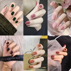 美甲成品純色假指甲貼片短款薄24片套裝糖果多色歐美日韓合集