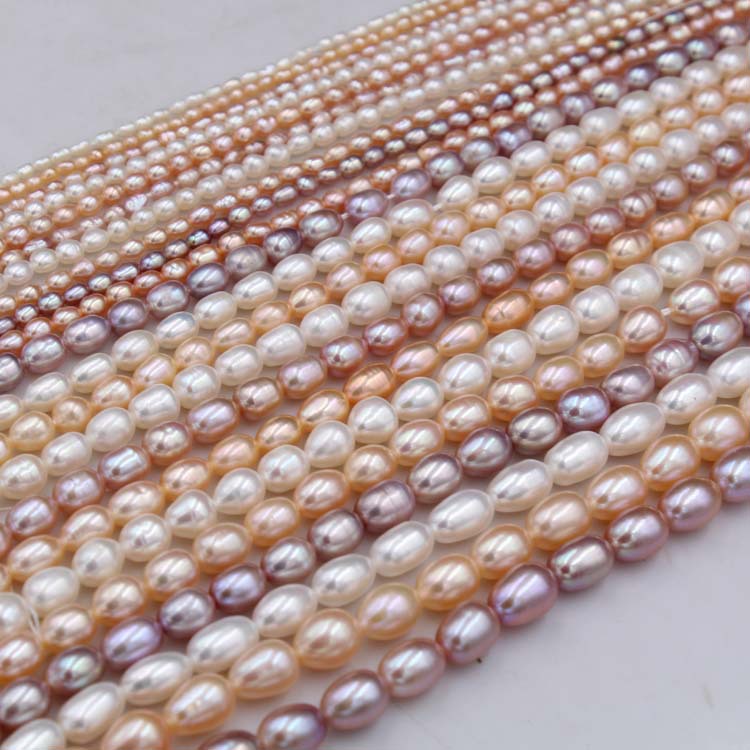 Handmade Beaded Hairpin Diy Ornament Material Natural Freshwater Pearl Strong Light Rice-shaped 2-9mm Small Rice-shaped Beads Scattered Beads display picture 1