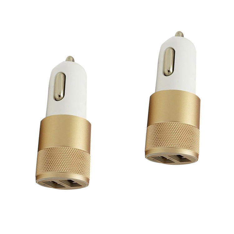 热销小钢炮车载充电器高端金属双usb车充2.4A智能快充手机充电器