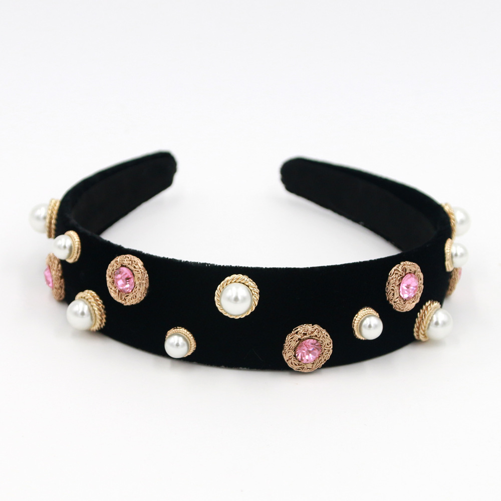 Hot Selling Fashion Crystal Clear Pearl Metal Headband display picture 8