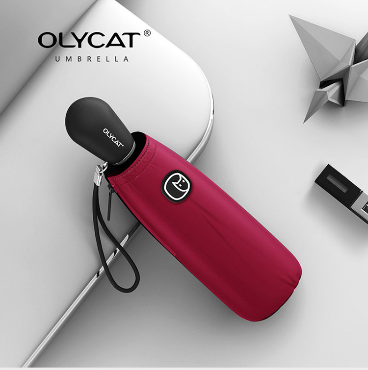 OLYCAT Creative Ice Cream Handle Sun Umbrella Baseball Umbrella Simple Plain Color Five-fold Black Glue Sunshade Umbrella