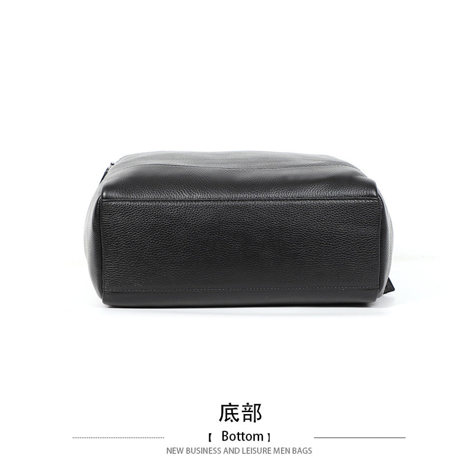 Ba lô nam da bò thật lớp đầu cỡ lớn 41×28×12 cm, ngăn laptop 14 inch chống nước — Màu đen chi tiết 13