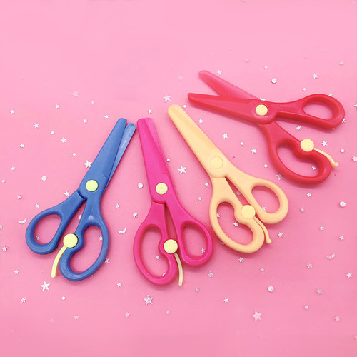 Children's plastic scissors safety student scissors kindergarten handmade safety scissors anti-pinch elastic scissors DIY toys