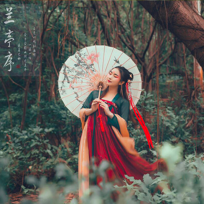 汉服女中国风古装改良飘逸超仙女裙长袖对襟齐胸淡雅襦裙改良汉服