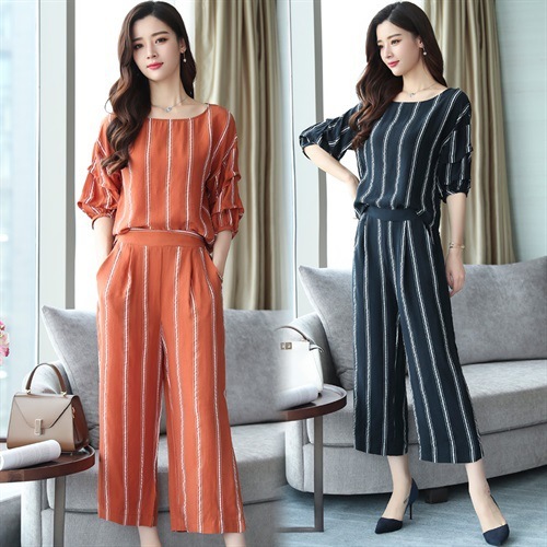 Copper Ammonia Wide-legged Pants Suit for Women Summer New Fashion We