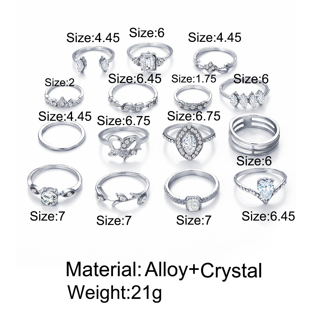 Wholesale Retro Hollow Diamond Bee Rings 12 Piece Set Rings display picture 2