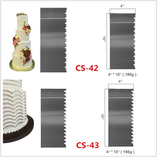 New Double-Sided Stainless Steel Cream Scraper with Sawtooth and Wave Patterns Cake Scraper, Frosting and Decoration Tool
