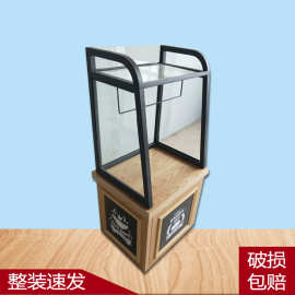 私人定制面包展示柜盘夹餐盘柜拖盘架双层夹子柜透明玻璃展柜定做