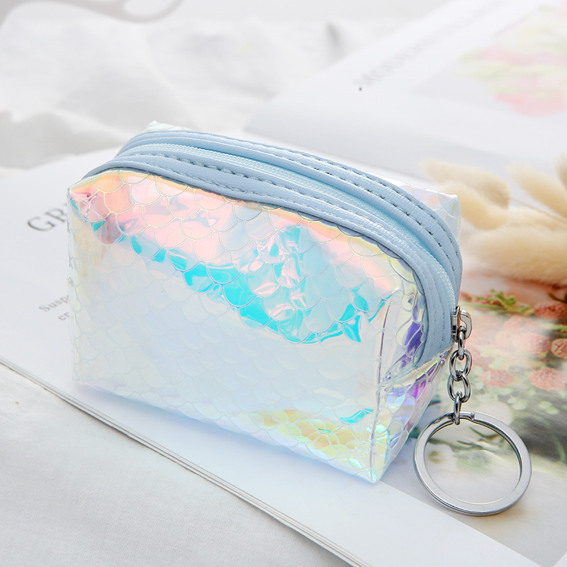 Hot Sale Laser Fish Scale Pattern Colorful Coin Purse Pvc Semi-circular Wallet display picture 14