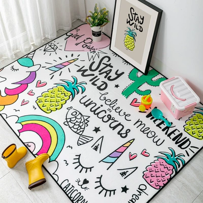 Avtomobil döşəmə paspasları | Entrance Mat Bay Window Mat - pineapple-rainbow-unicorn-70140cm