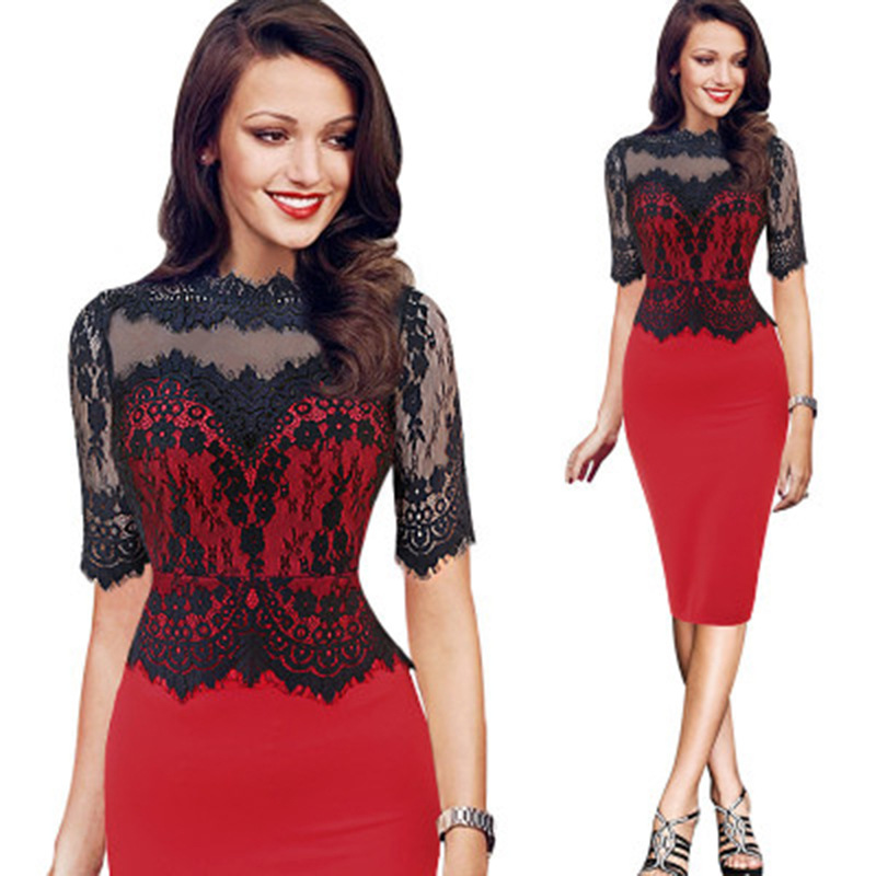 Amazon hot style large size lace dress a...