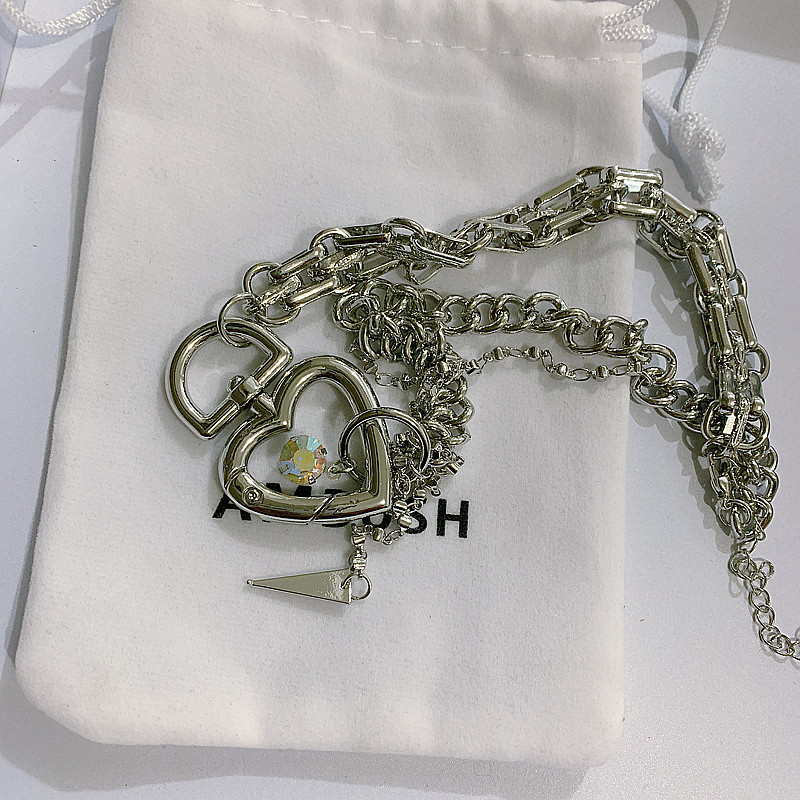 Metal Thick Chain Necklace Clavicle Chain Choker Love Lock Necklace Short display picture 6