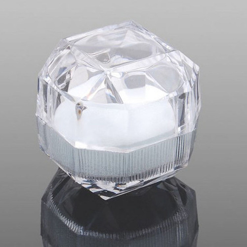 Factory Direct Supply Transparent Crystal Felt Lining Stainless Steel Ring Box Earring Stud Earrings Accessories Box