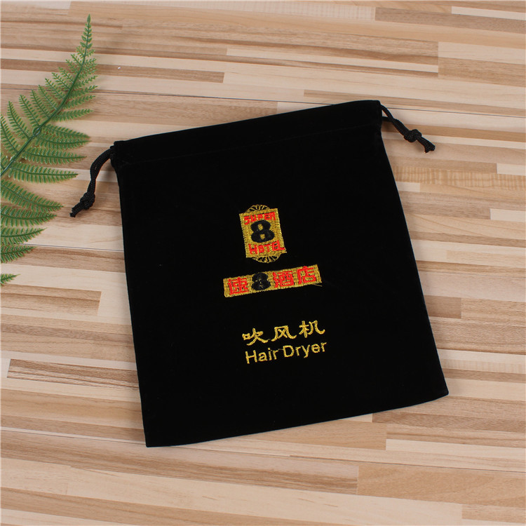 En stock Hotel habitación especial secador de pelo bolsa de franela Hotel secador de pelo bolsa de almacenamiento fijo logo