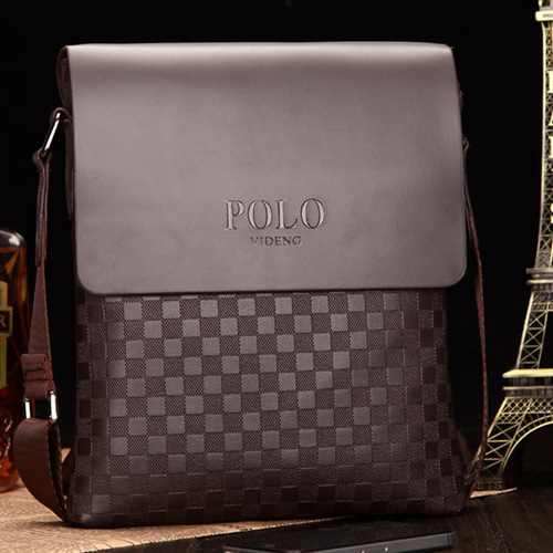 Cross-border foreign trade men's shoulder crossbody bag Korean version trendy checkerboard embossed new casual business bag factory direct sale