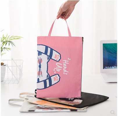 Korean version of creative portable large-capacity Oxford cloth document bag student multi-functional information bag zipper storage bag