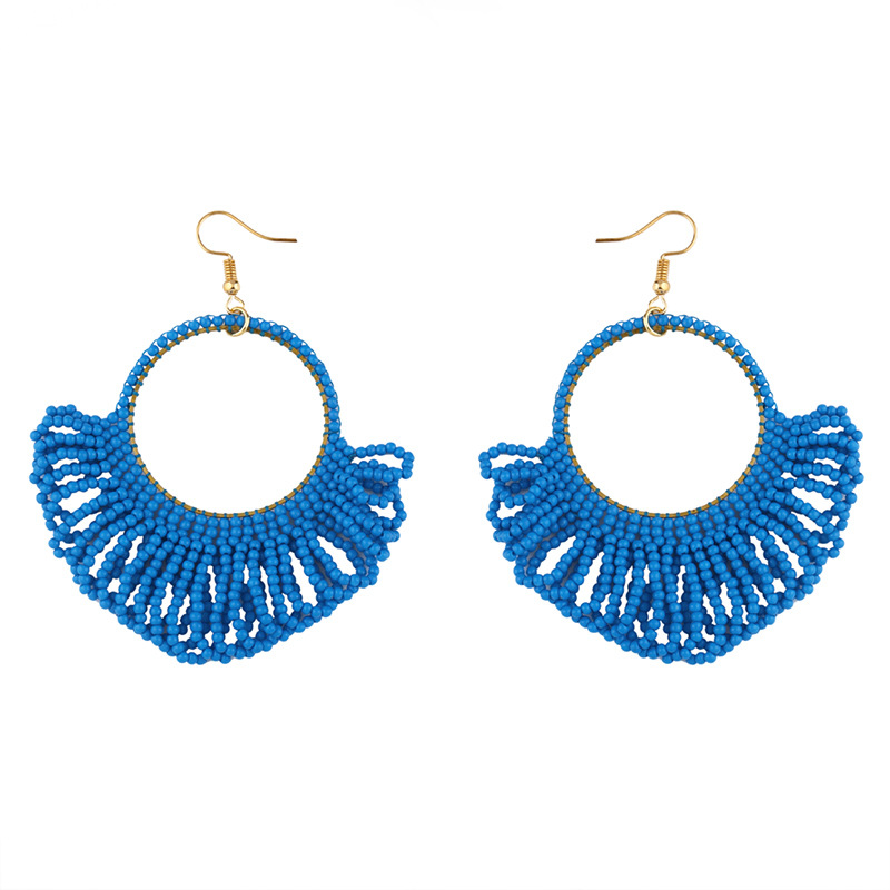 Fashion Geometric Fan-shaped Rice Beads Earrings display picture 1