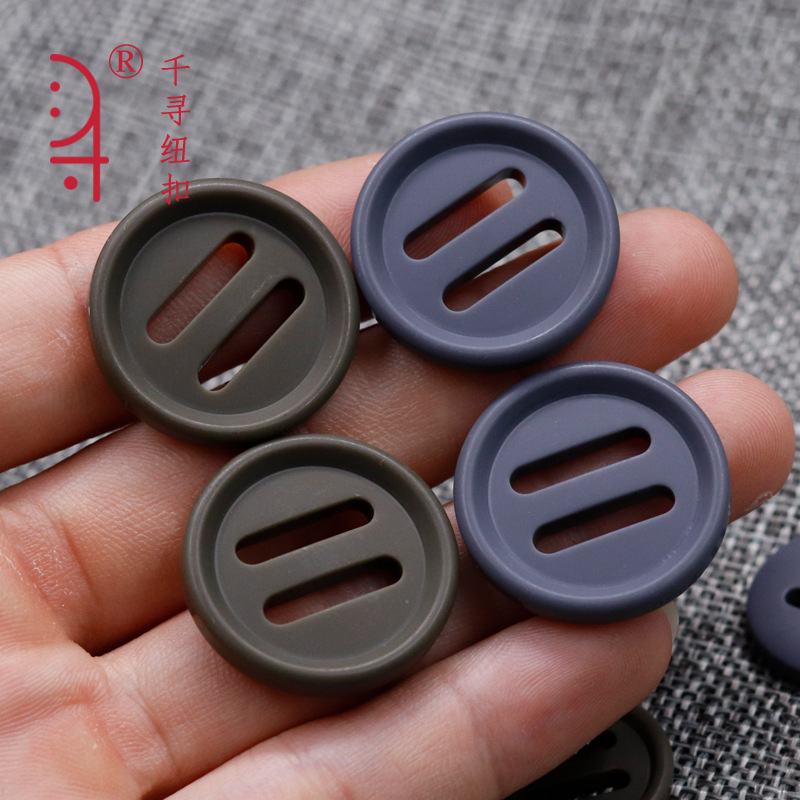 Military Green Resin Matte Long Eyelet Buttons Vintage Japanese Style Men's Workwear Jacket Pants Buttons Cotton Clothing Pants Buttons