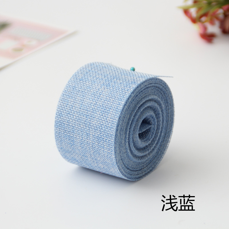 Cinta de lino de imitación DIY decoración de la boda 5CM color poliéster rollo de lino decoración del partido ventas directas de la fábrica