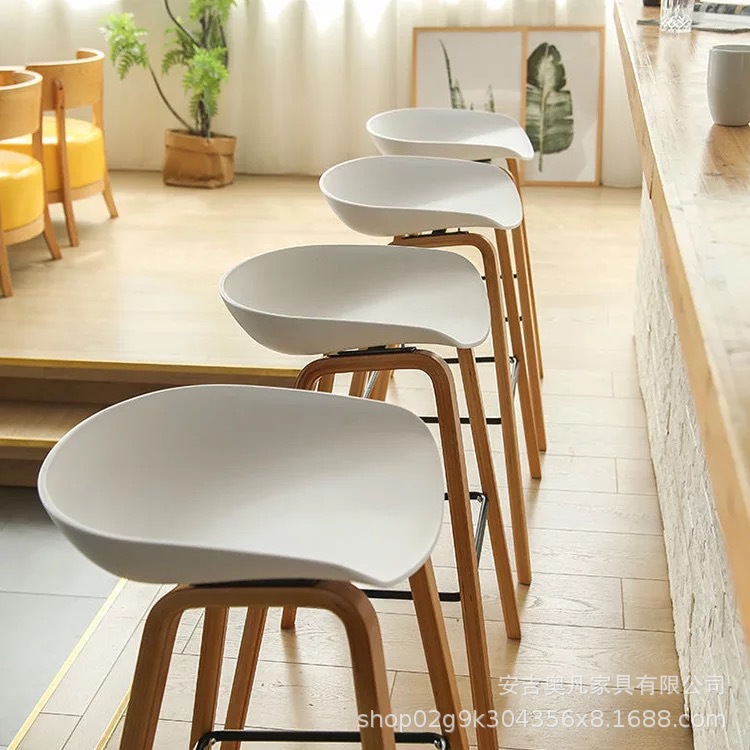 现代简约丹麦实木吧台椅子创意吧椅酒吧椅高脚吧凳家用高凳