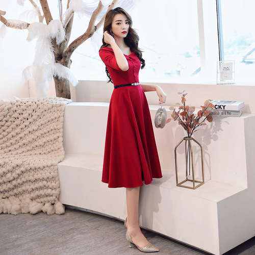 Evening Dresses cocktail party banquet dress vestido de banquete de cóctel Dress Niang red wedding dress modern women&apos;s return dress evening dress can be worn at ordinary times