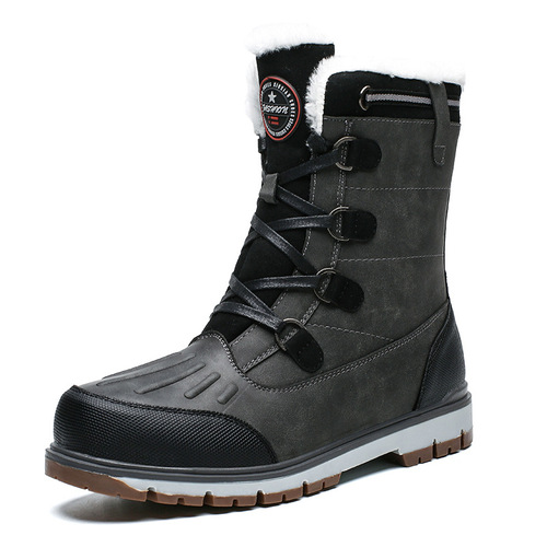 Winter Plus Size Fleece High-Quality Cotton Shoes, Fashionable High-Top Warm Men's Boots Snow Boots Outdoor Casual Shoes for Men