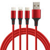 Universal nylon woven charging cable, 1.2m, three in one