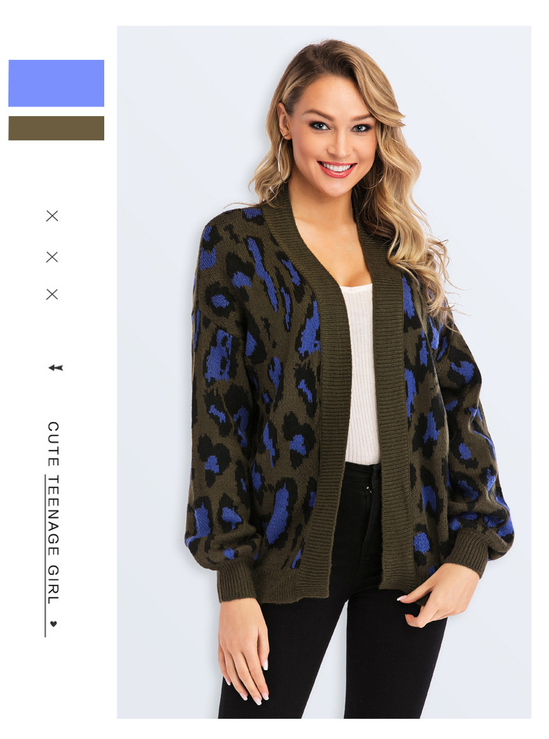 Sexy Leopard Print Women s Knit Cardigan NSYH9735