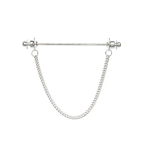 Zhu Yilong's same style simple men's one-word pin brooch shirt collar pin chain collar button tassel BROOCH