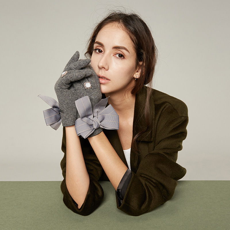 冬季羊毛羊绒针织手套女士保暖时尚韩版骑行开车驾驶加绒加厚手套