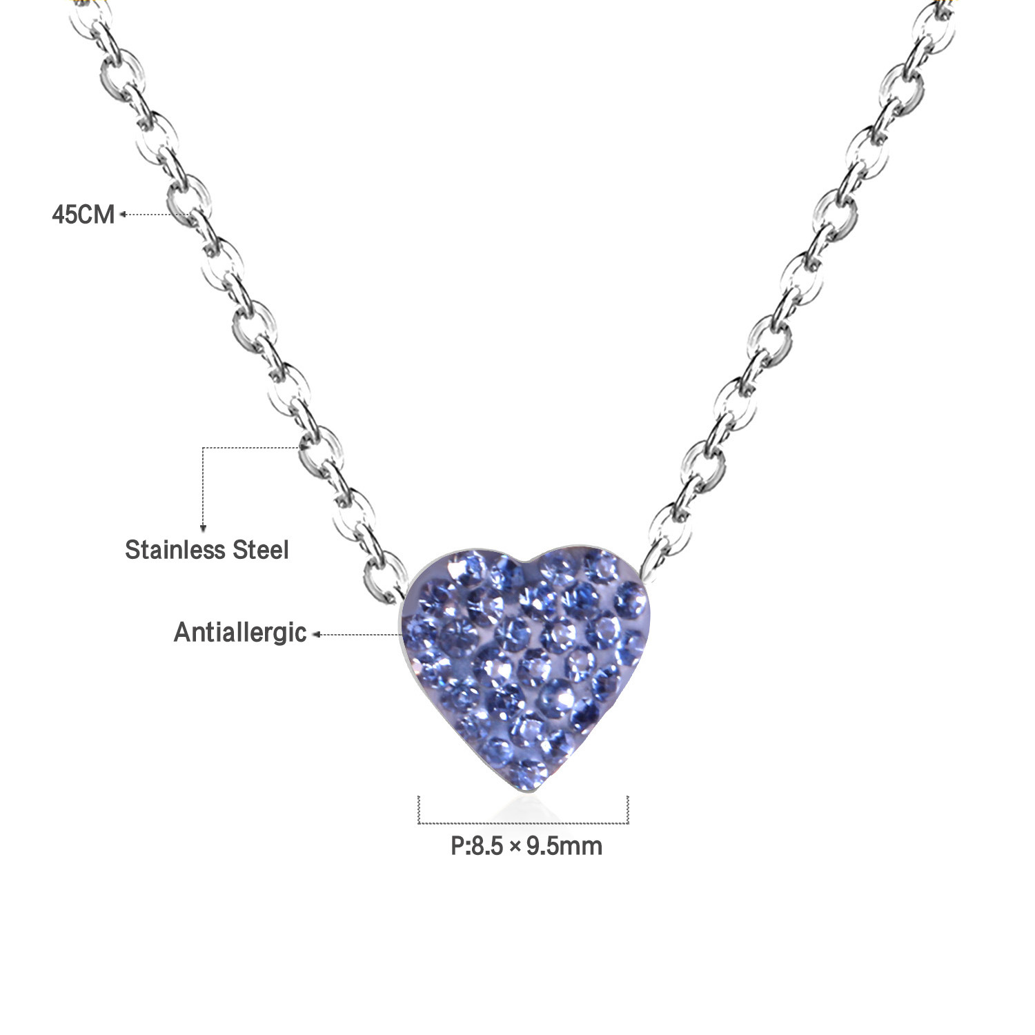 Simple Style Heart Shape Stainless Steel Plating Zircon Pendant Necklace display picture 1