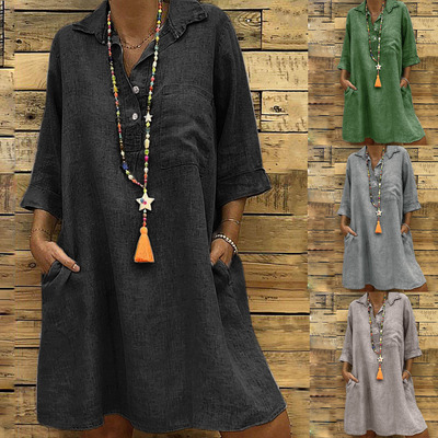 AliExpress Amazon EBAY Europe and America Foreign trade Explosive money Large Three Quarter Sleeve Dress Colored 4165