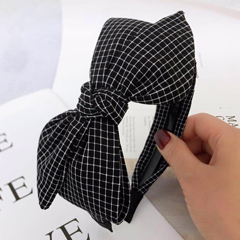 Classic Headband With Tooth Anti-skid Oversized Bow Stripe Lattice Hairpin Headband display picture 5