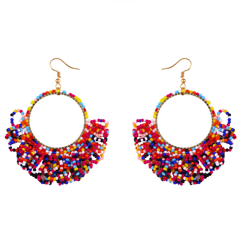 Fashion Geometric Fan-shaped Rice Beads Earrings display picture 8