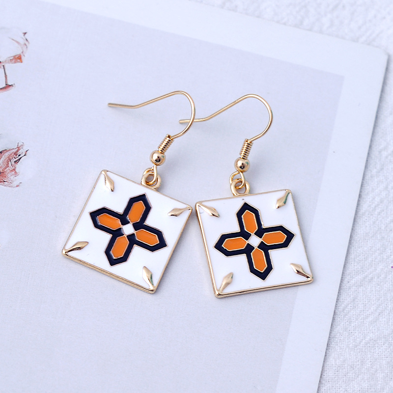 Korean Version Of Enamel Glaze Cross Earrings Temperament Simple Flower Earrings Women display picture 9