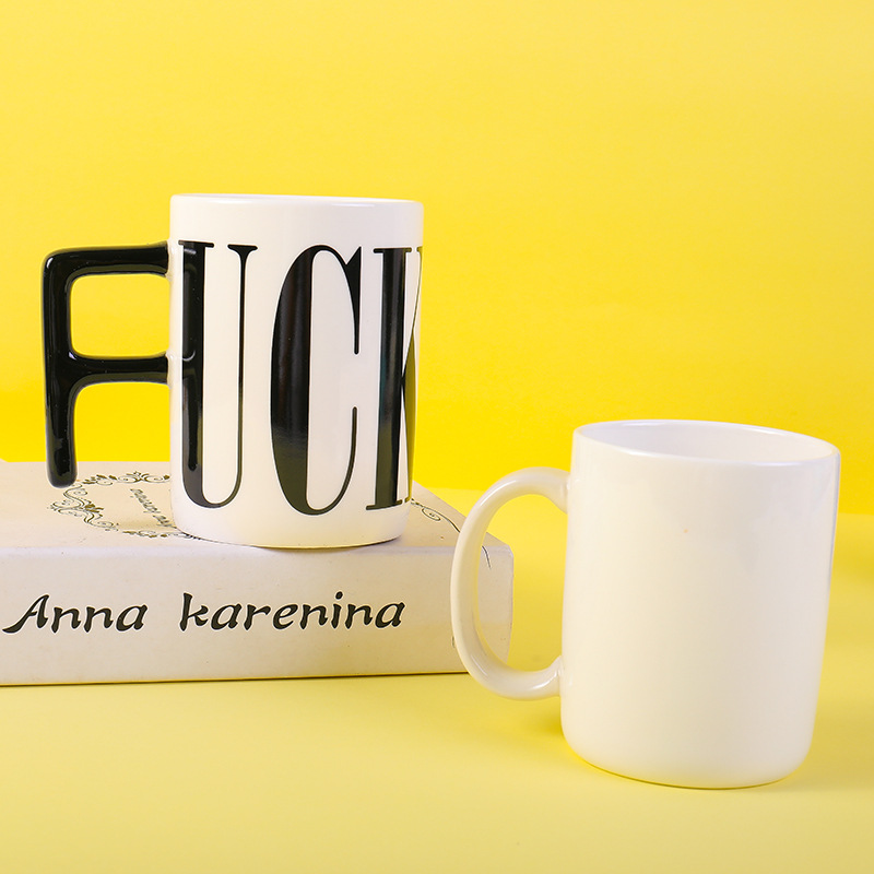 Creative Large Capacity Fake Ceramic Cup Fuck letters Mark Cup…