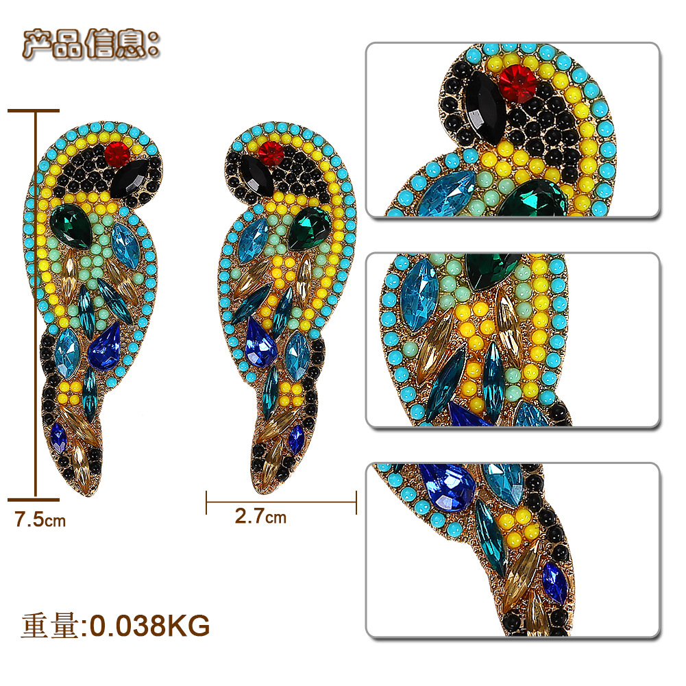 Feminine  Zodiac Parrot Alloy Rhinestone Earrings NHJQ128129picture2