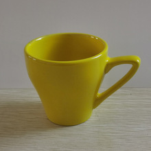 陶瓷杯 V形  普通白瓷马克杯 中温炻瓷产品 反口样式水杯水杯